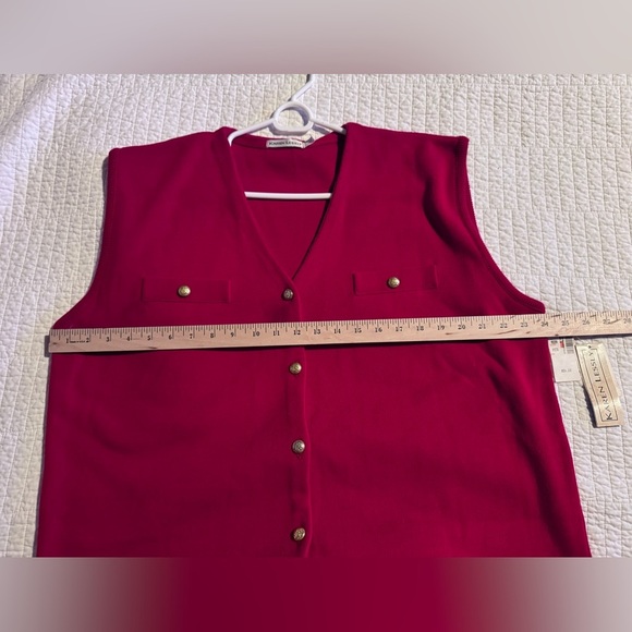 Karen Lessly Vintage Red Sleeveless V-Neck Gold Buttons Sweater Dress Plus Sz 2X - Picture 13 of 14